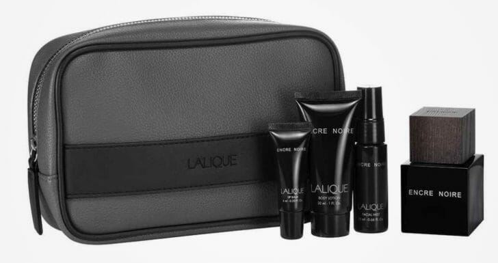 a black cosmetic bag with black objects on it