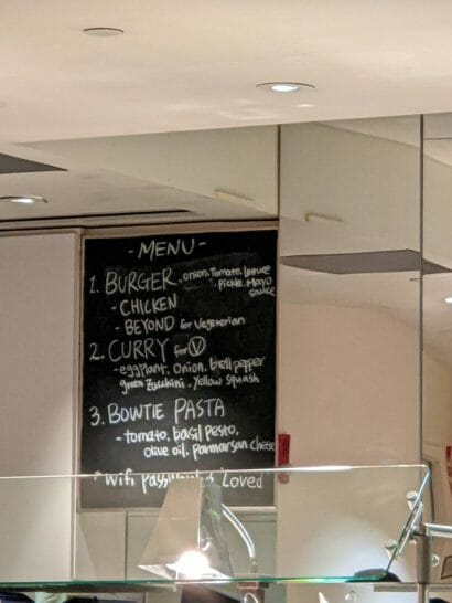 a blackboard with white writing on it