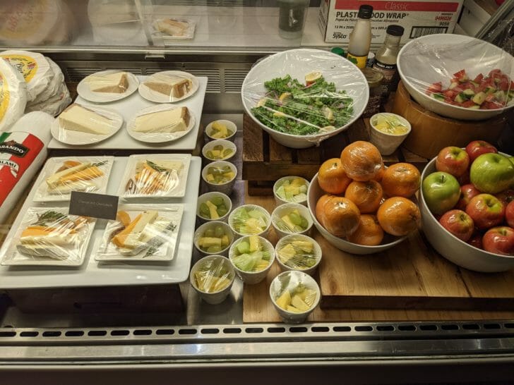a display of food on a counter