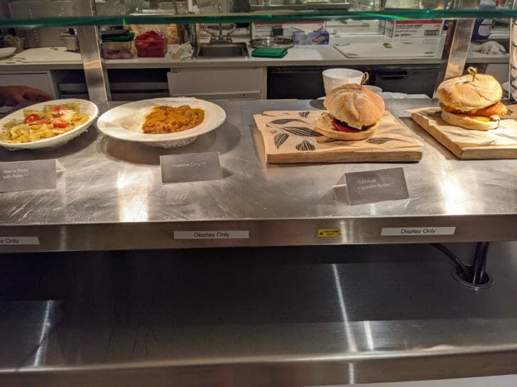 a table with plates of food on it