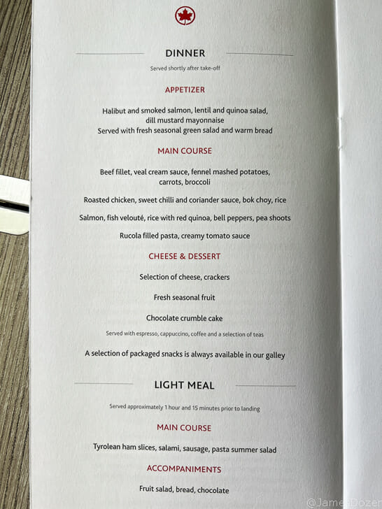 a menu on a table