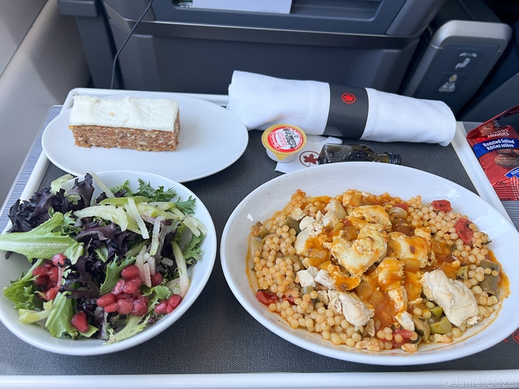 a plate of food on a tray