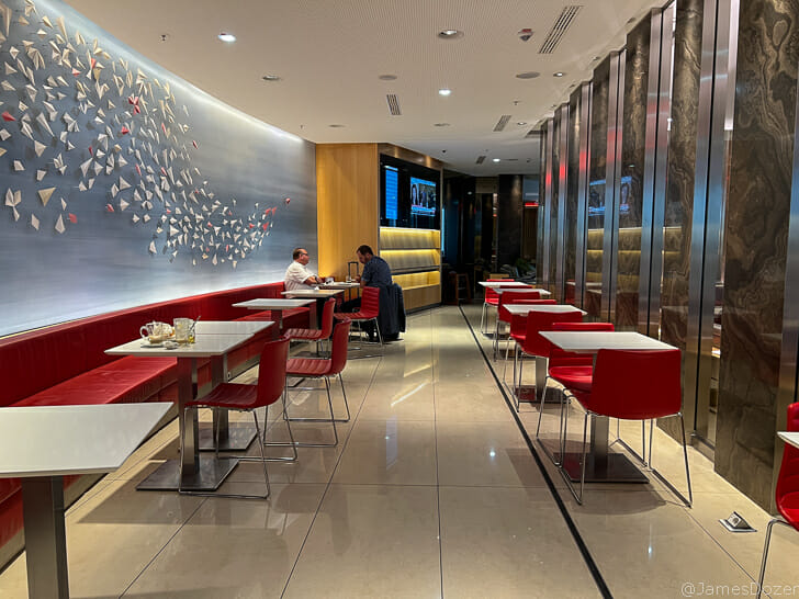 a room with tables and chairs