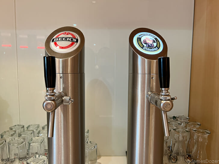 a group of beer taps
