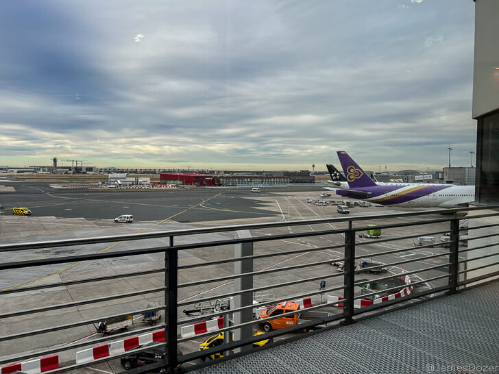 an airplane parked on a runway