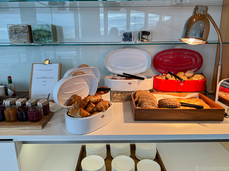 a shelf with food on it