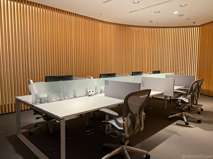 a room with desks and chairs