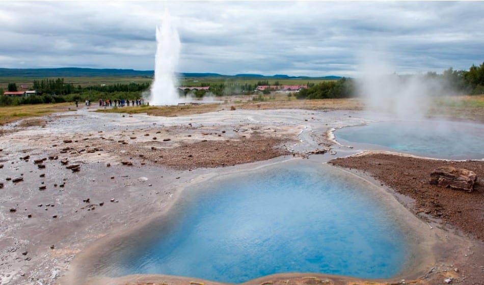 a geyser in a field
