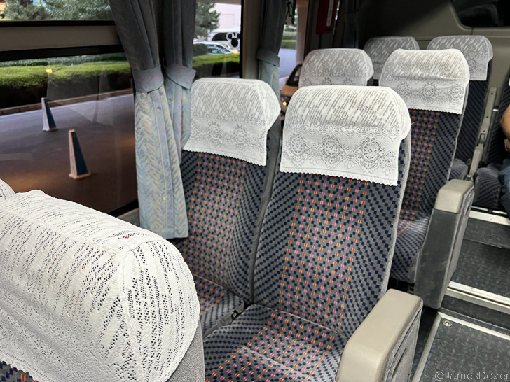a seat with white cloth on it