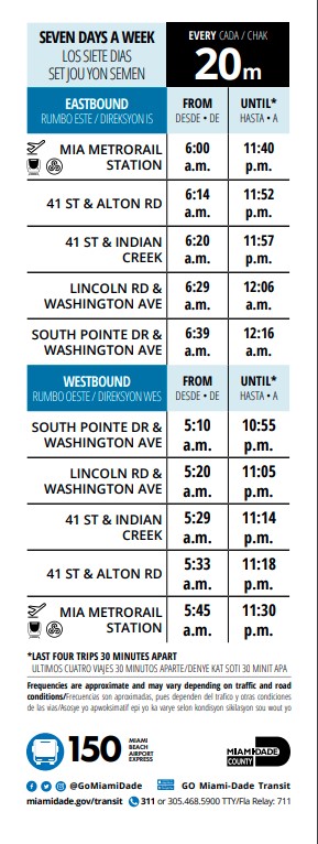 a white and blue bus schedule