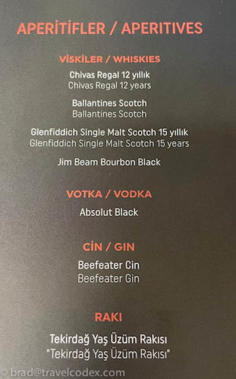 a menu with white text and orange text
