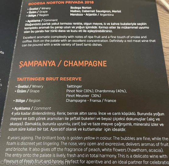 a menu with black and orange text