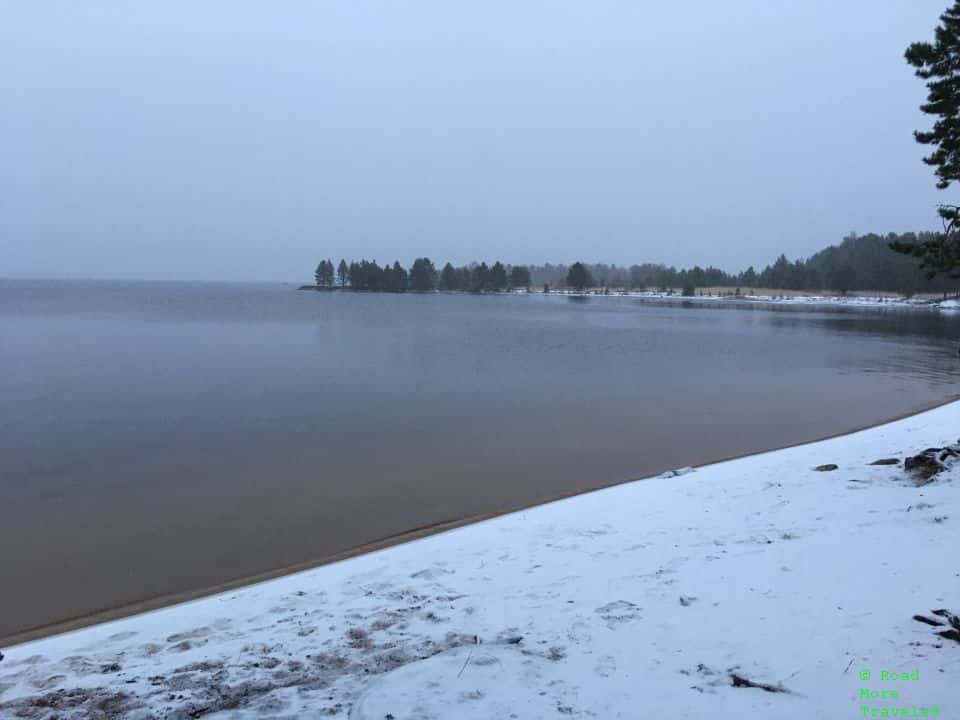 Snow over Lake Inari, Finland