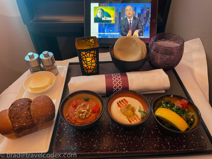a tray with food on it