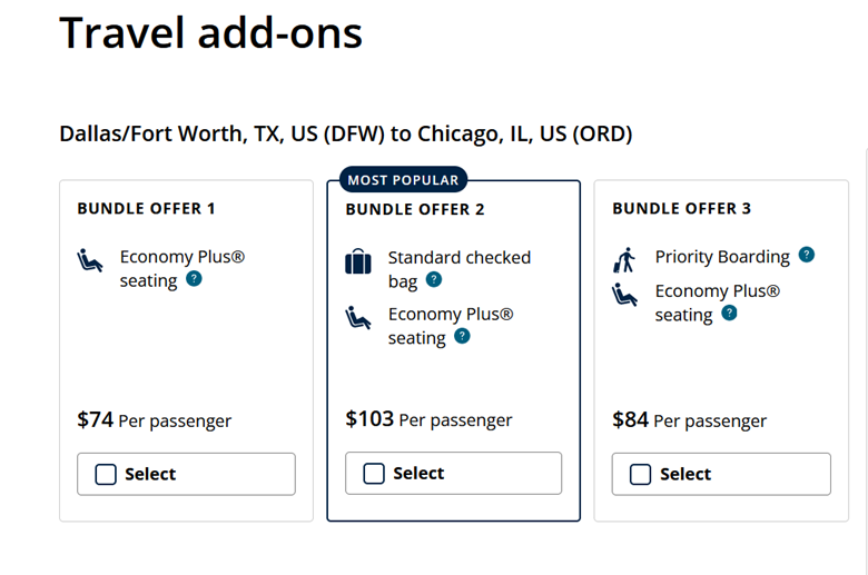 United Bundle Offers - Economy Class