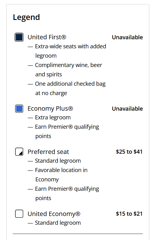 United Seat Fees DFW-oRD