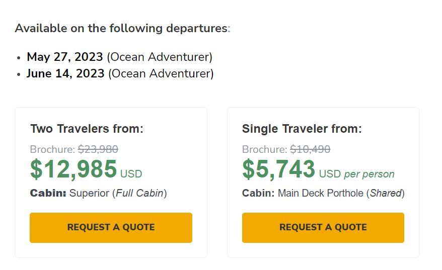 a screenshot of a travel website