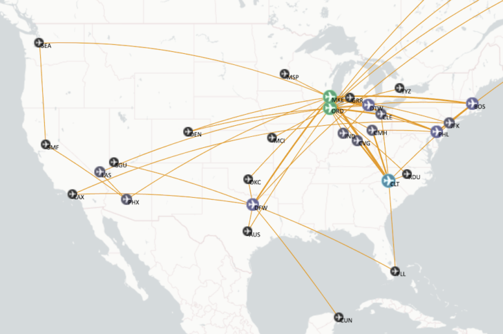 2022 Domestic flight map