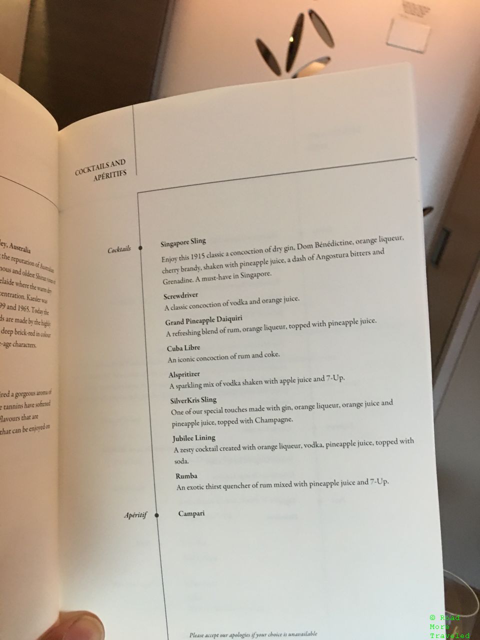 Singapore Airlines A380 Suites Class - cocktails