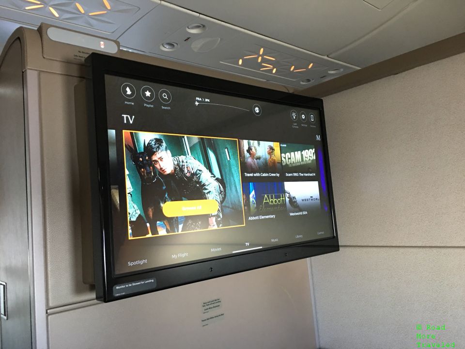 SQ A380 Suites - TV selection