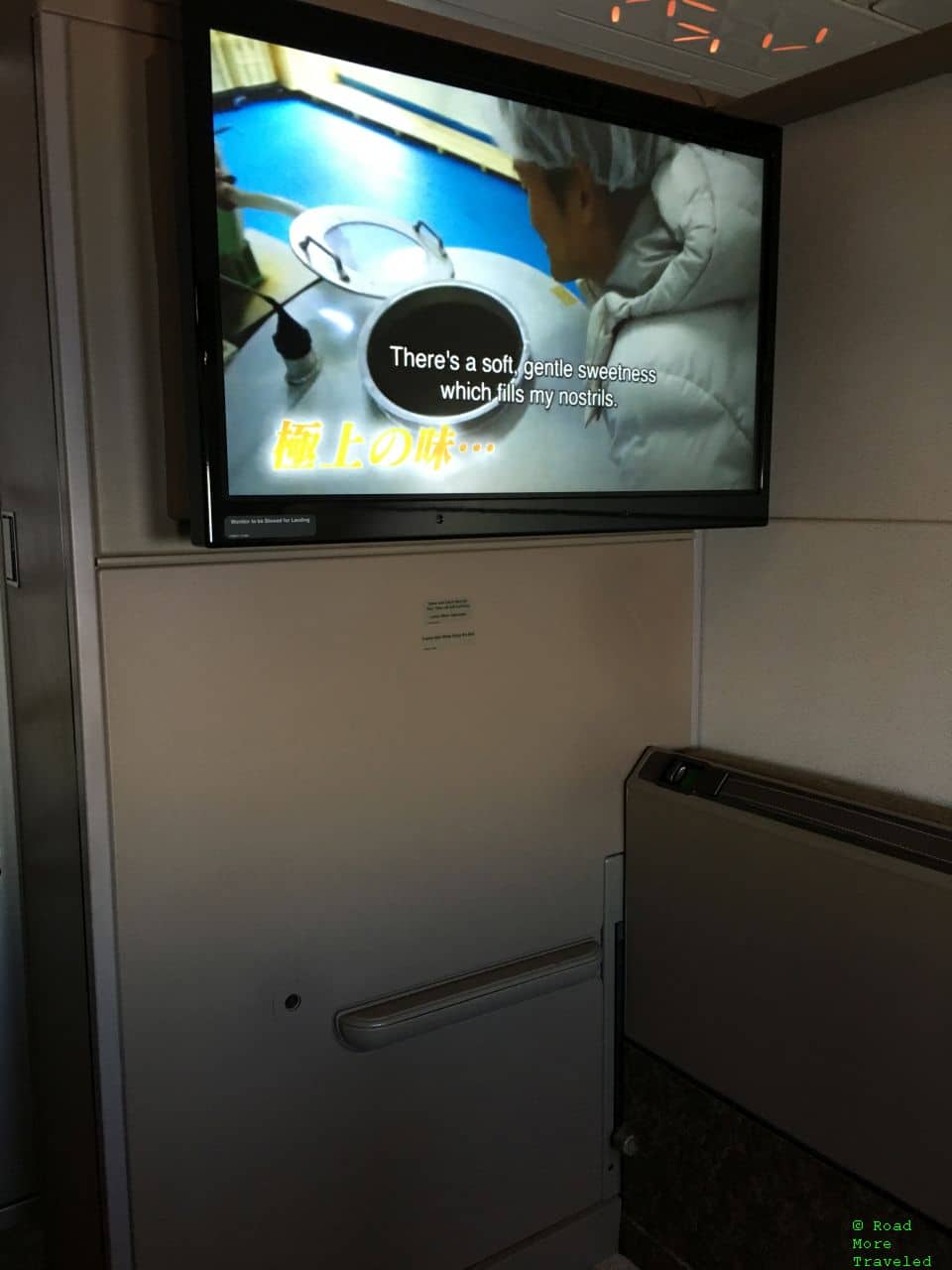 SQ A380 Suites - view of TV with seat swiveled