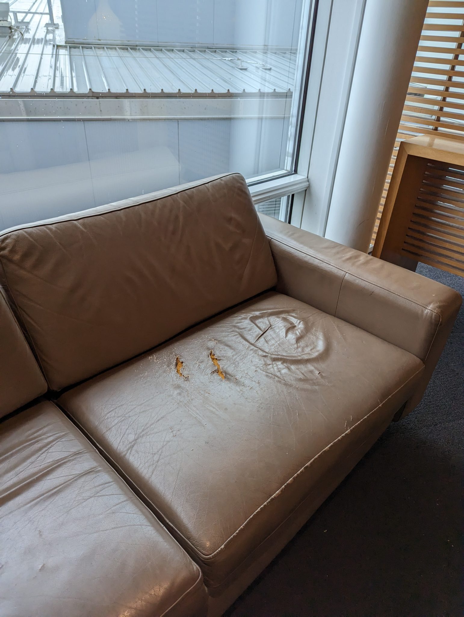 a couch with a stain on it