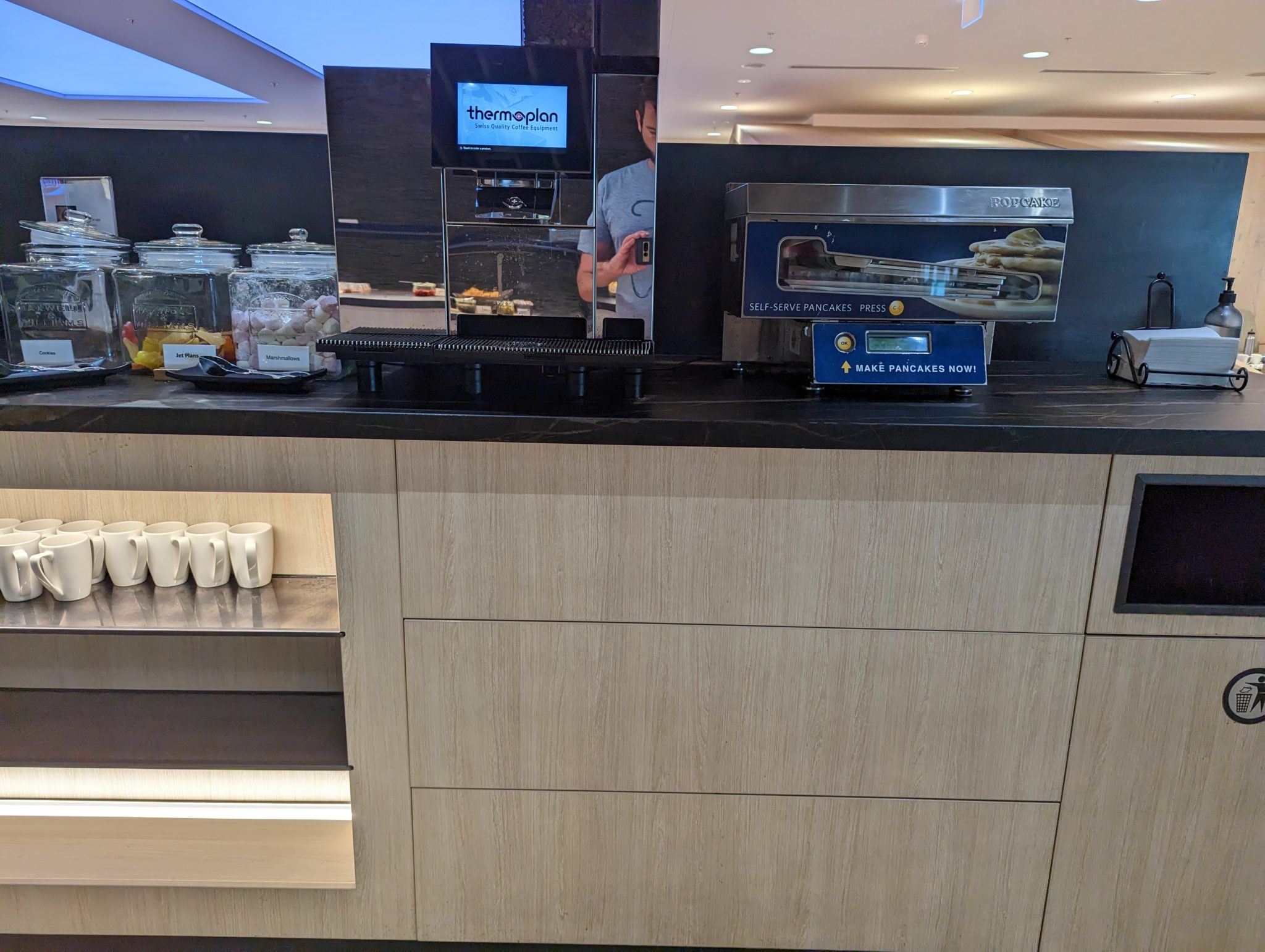 a counter with food on it