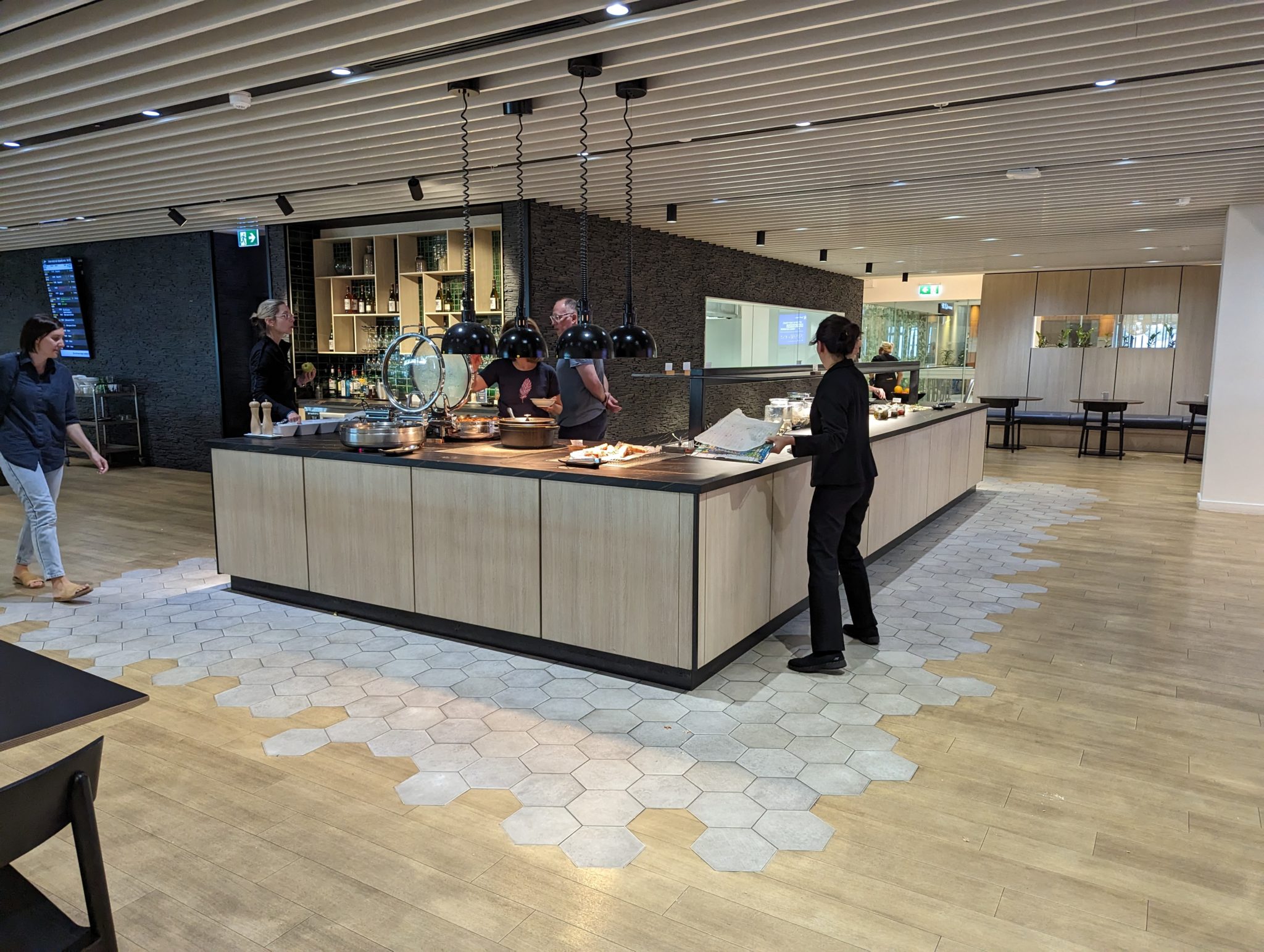people standing in a restaurant