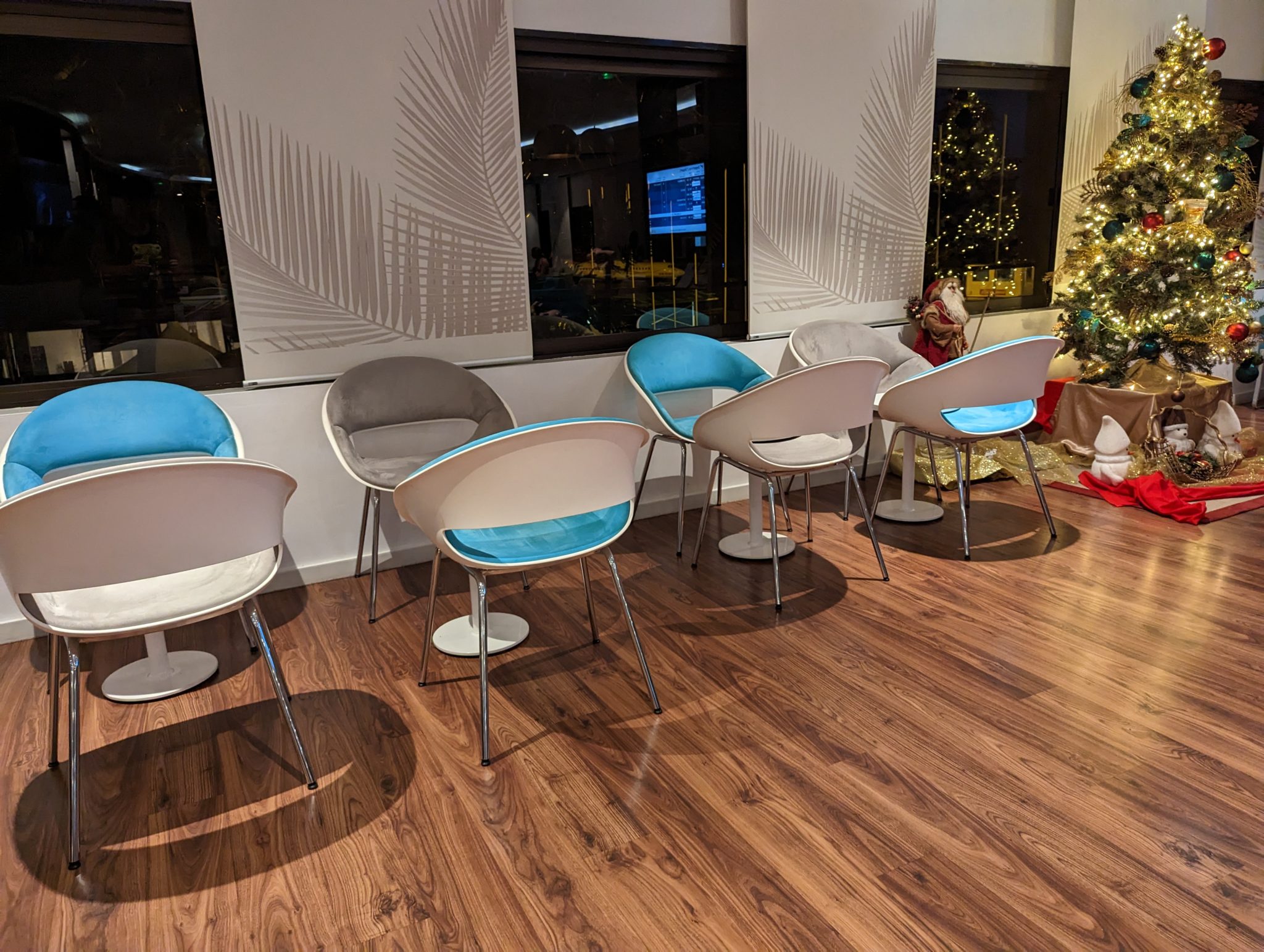 a group of chairs in a room