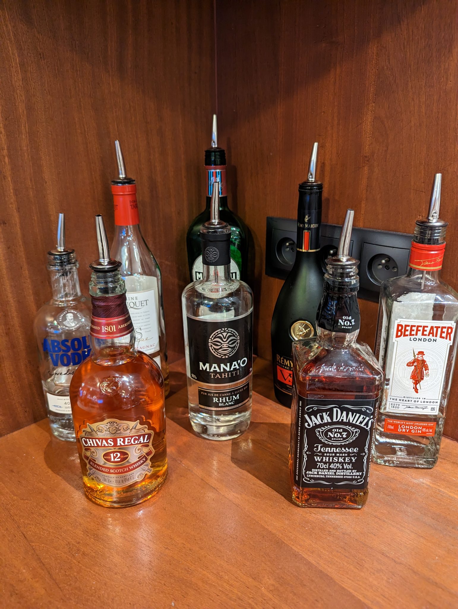 a group of bottles of alcohol