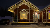 a house with lights on it