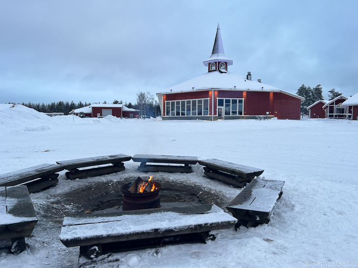 a fire pit in the snow