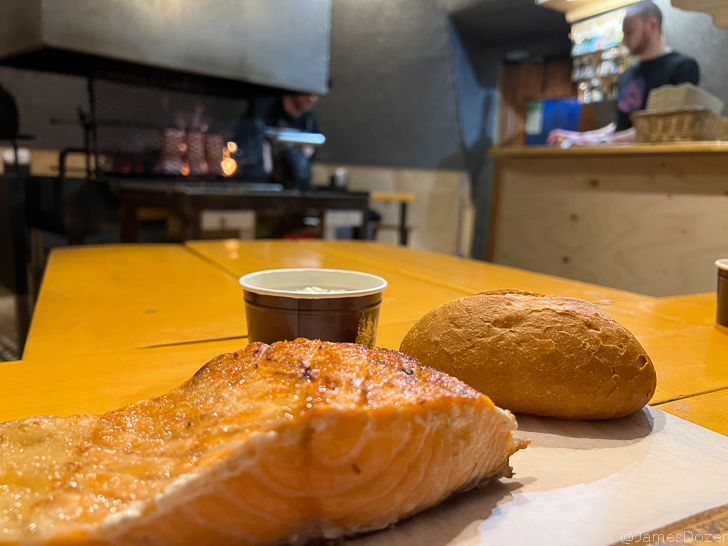 a piece of salmon on a table