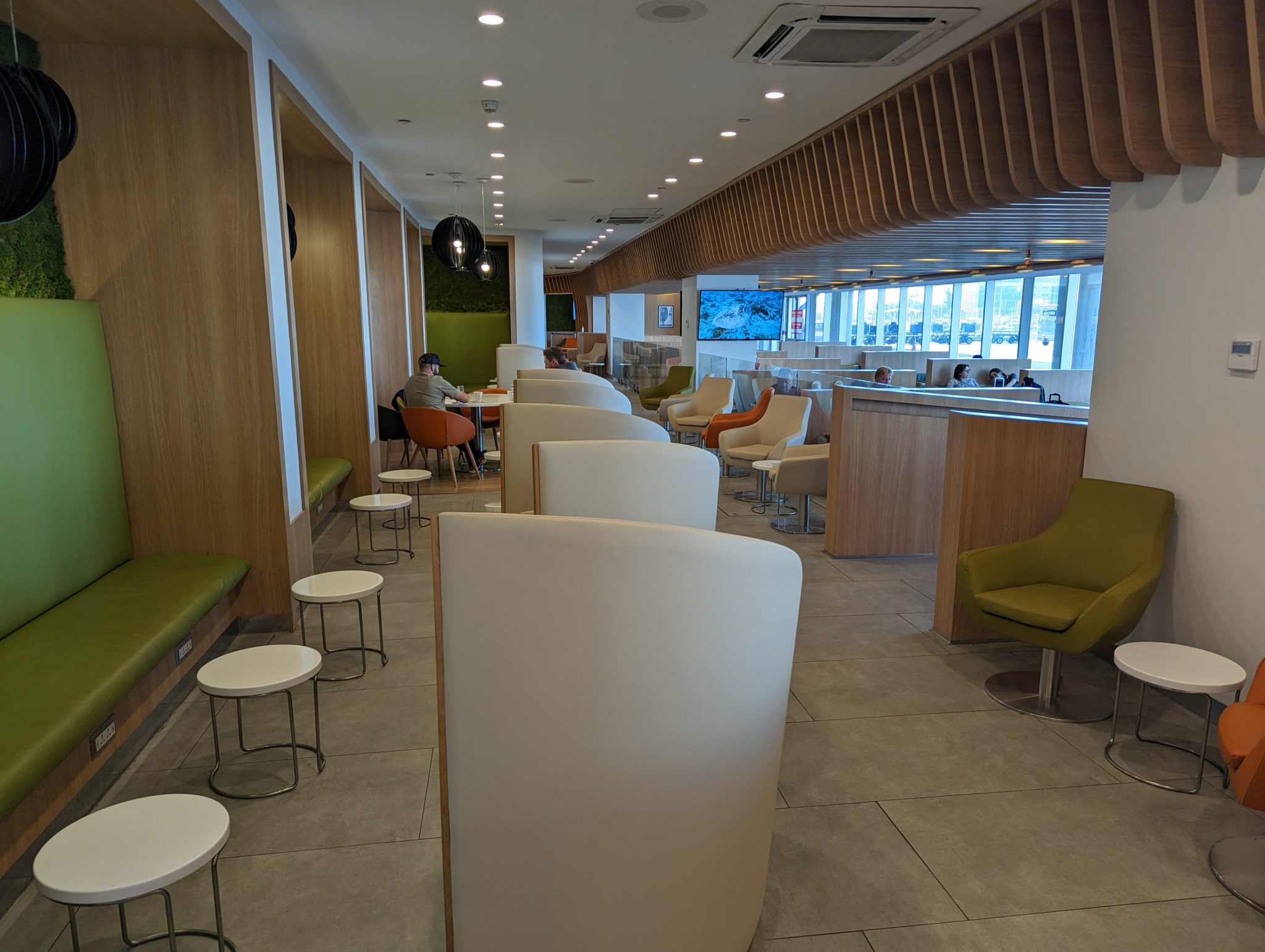 a room with tables and chairs