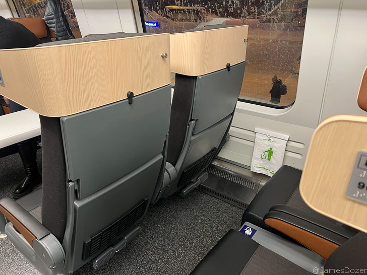 a seats on a train