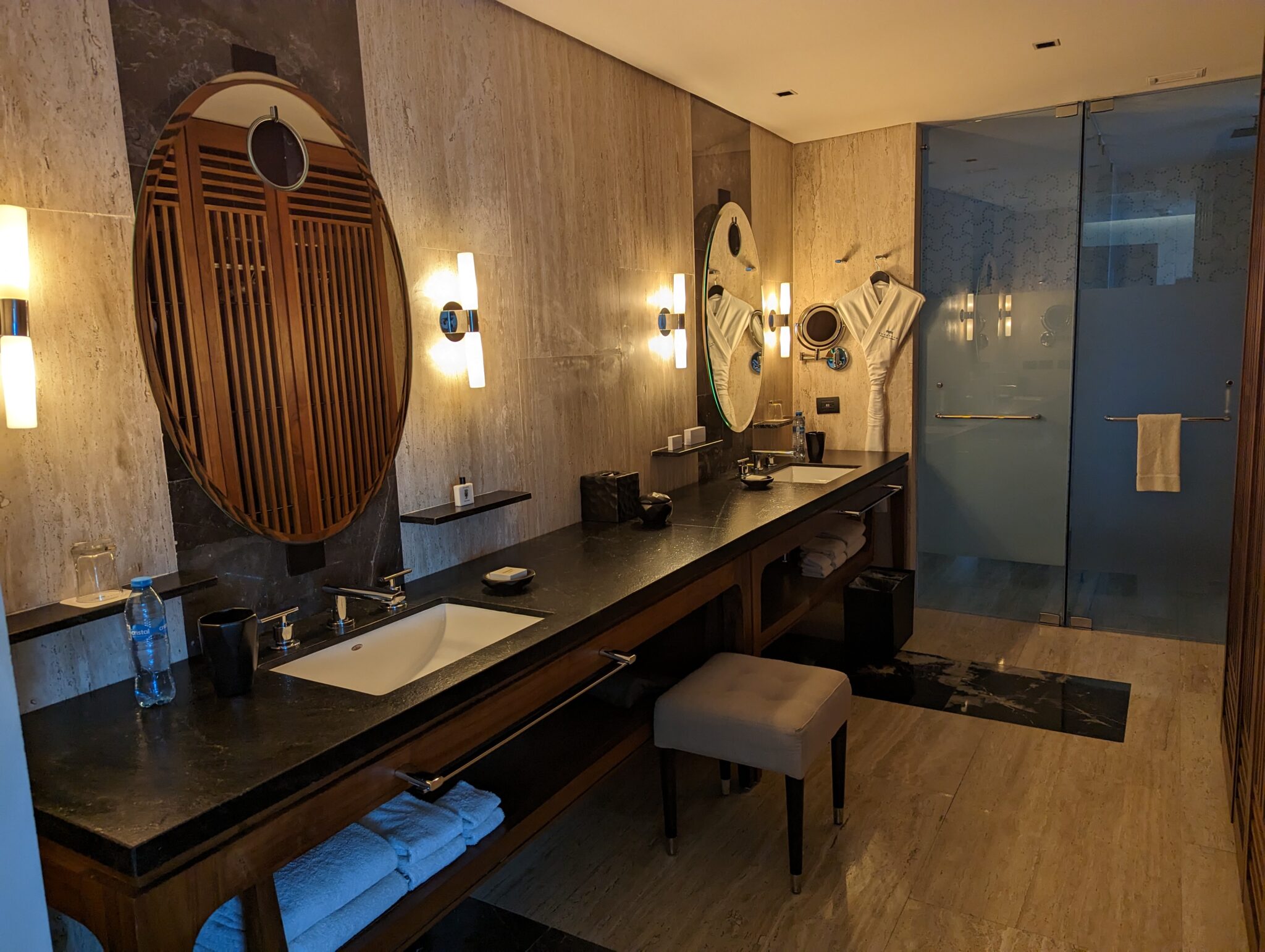 a bathroom with a mirror and sink