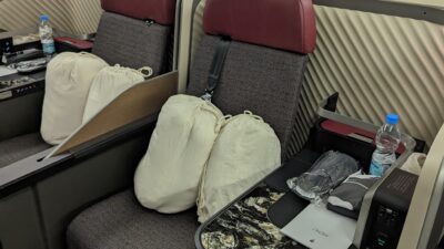 a seat in an airplane