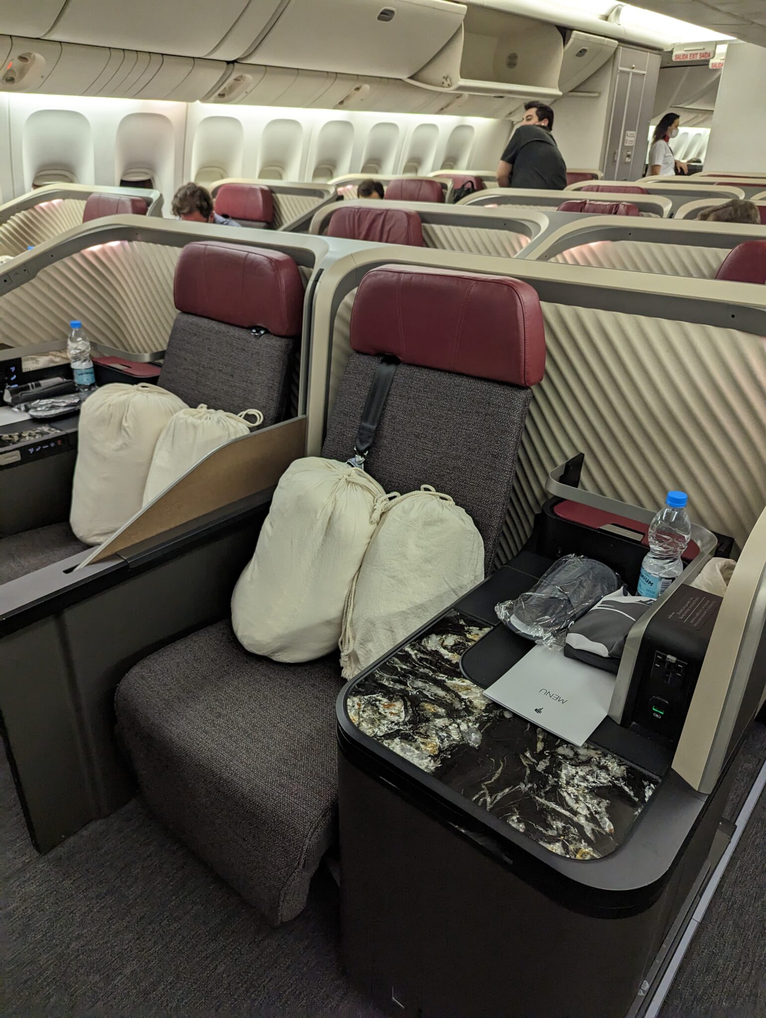 a seat in an airplane