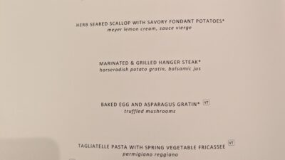 Cruise dinner menu