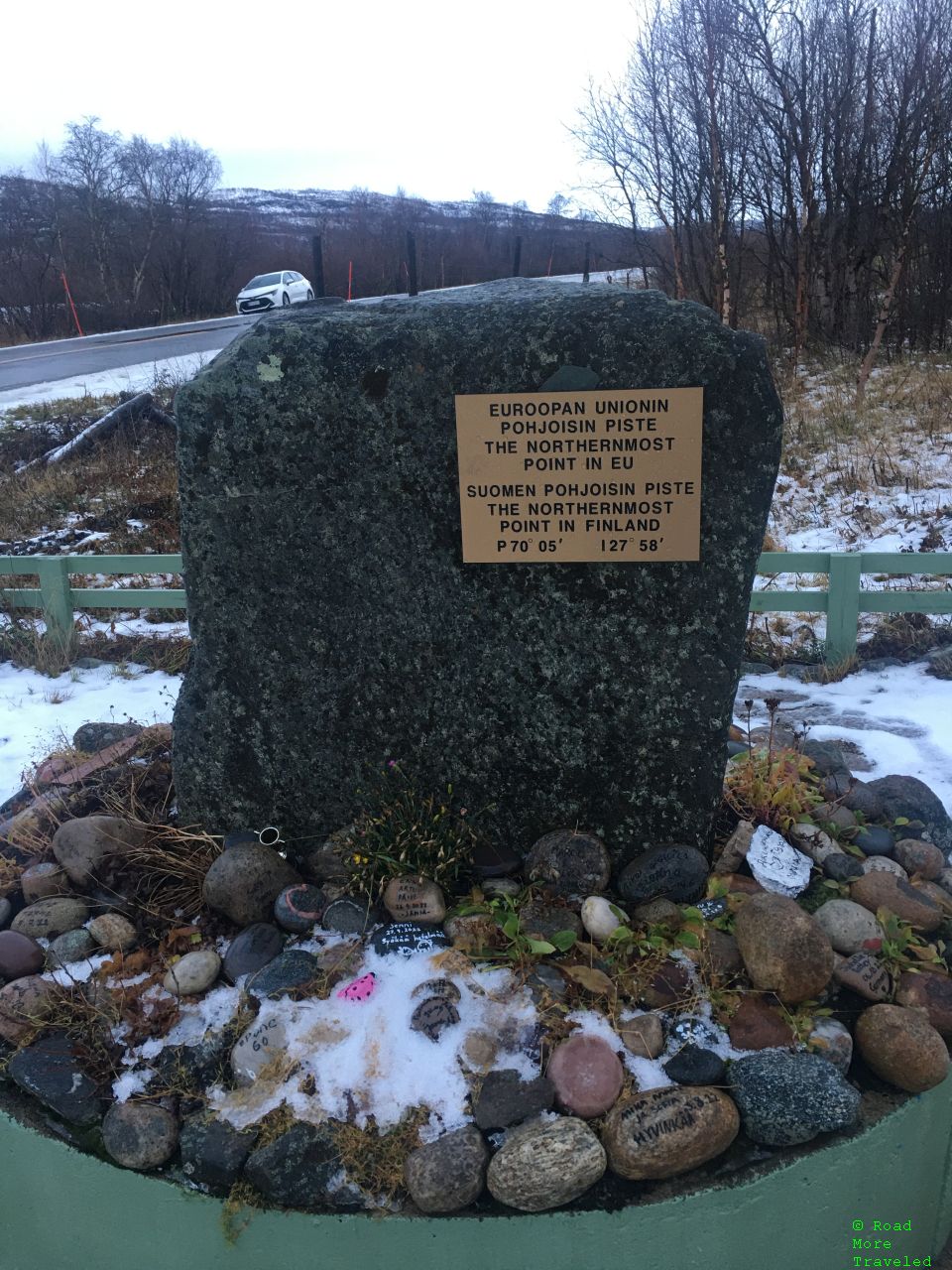 Nordic road trip to the Arctic Ocean - northernmost point in the EU marker