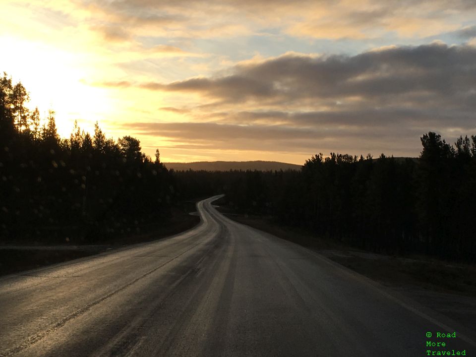 Sunrise over forests of Lapland, Finland