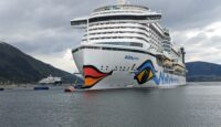 a large cruise ship in the water