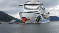 a large cruise ship in the water