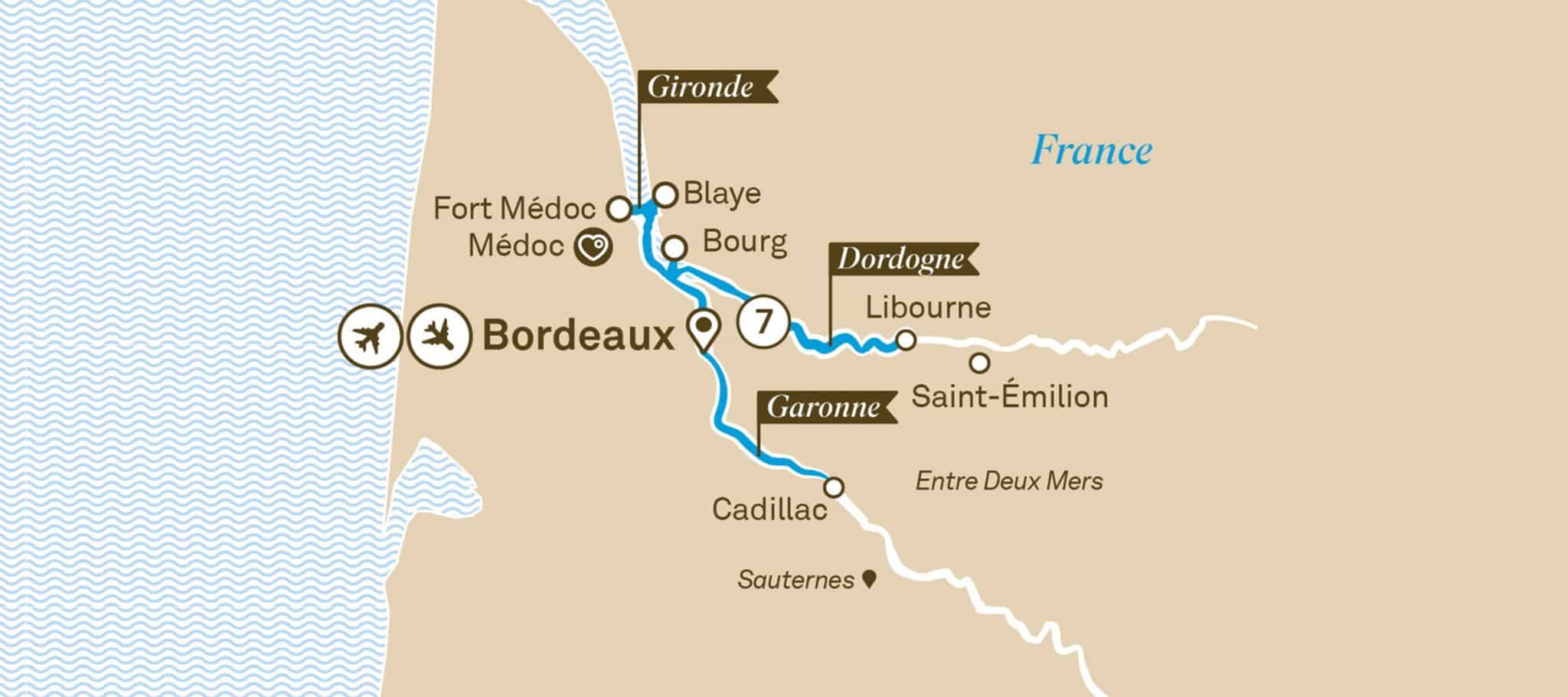 a map of a river with a route