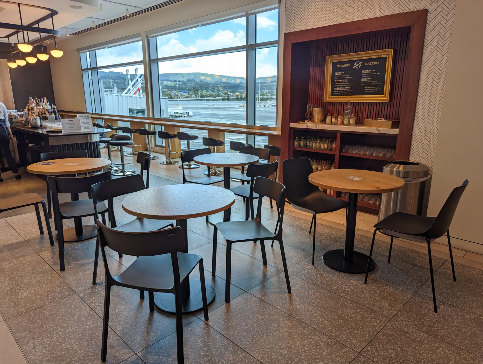 a room with tables and chairs
