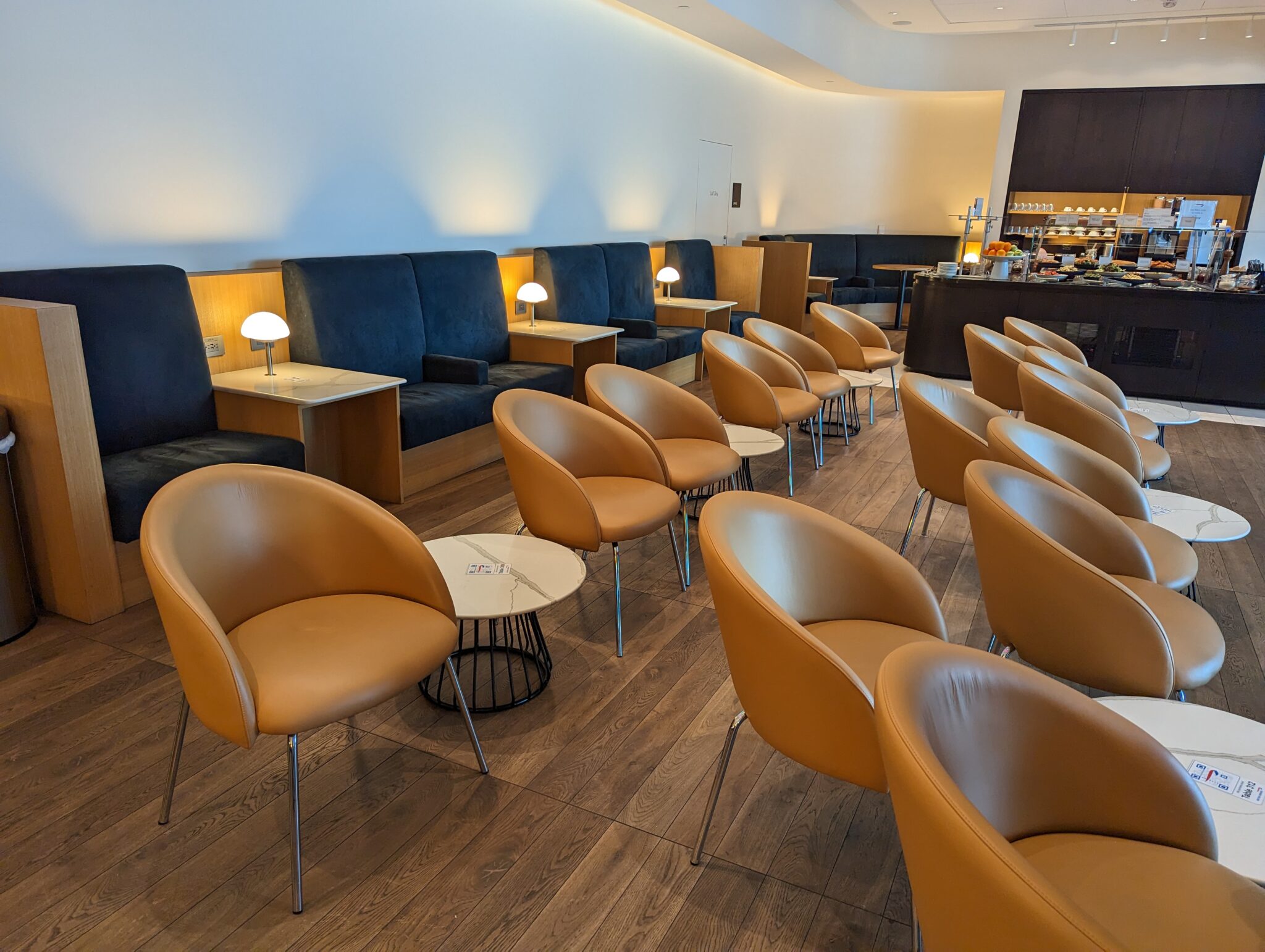 a room with chairs and tables