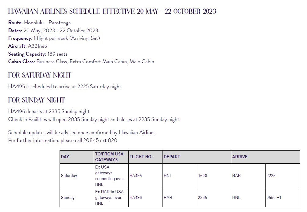 a schedule of flights