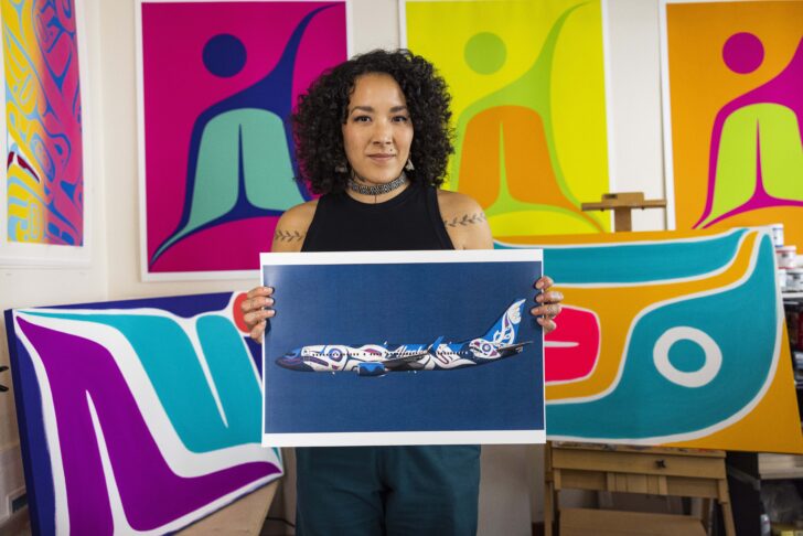 a woman holding a picture