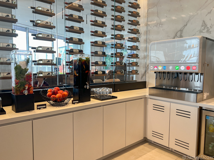 a room with glasses and drinks
