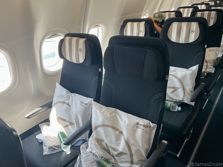 a row of seats on an airplane